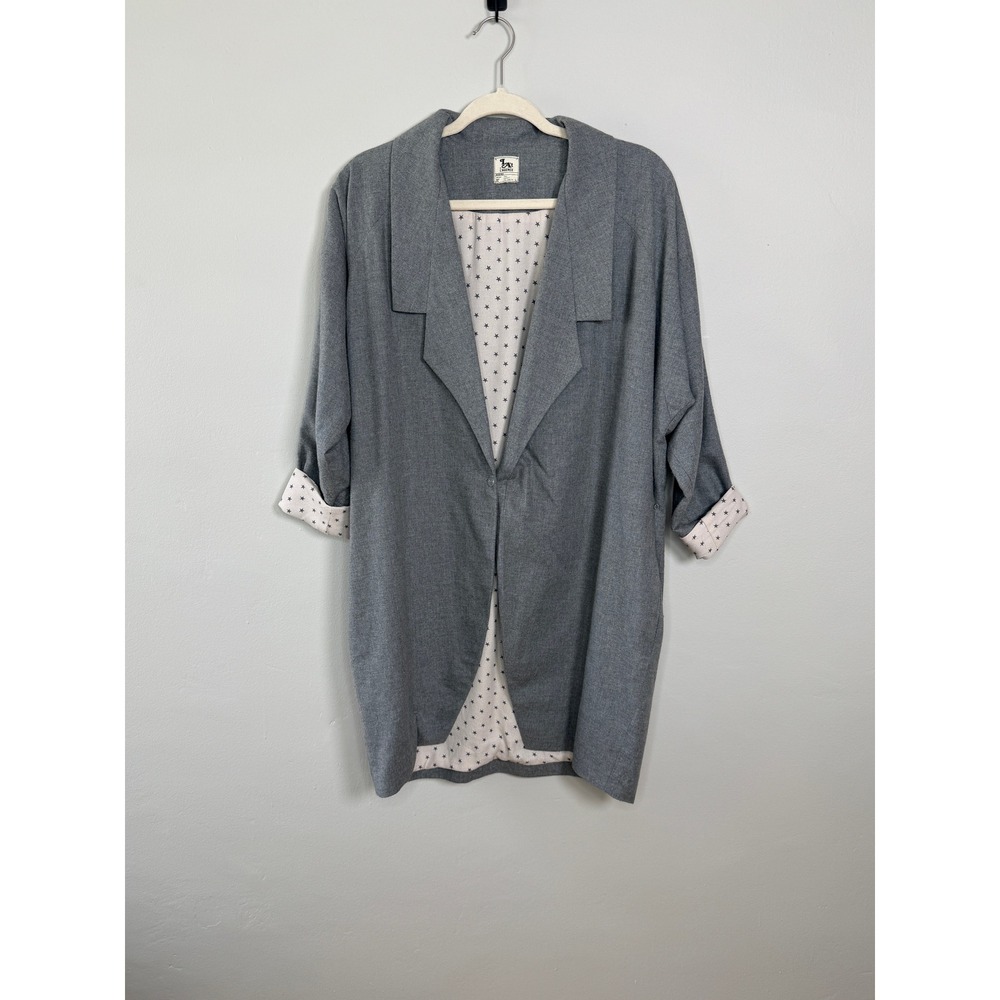 L'Agence LA't Longline Blazer Women M Oversized Gray‎ Star Print Lining